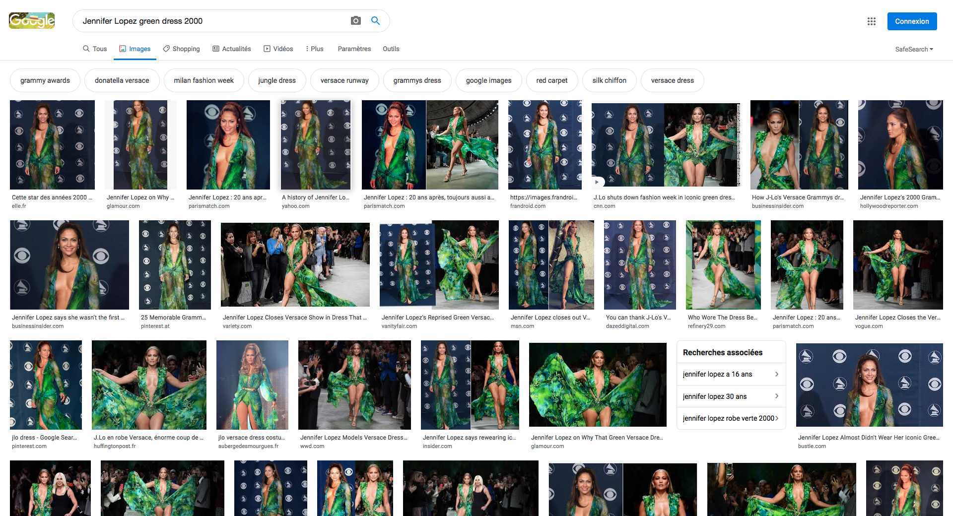 Jennifer Lopez ; Versace ; Google